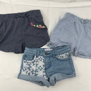 FreeStyle - Girl's Shorts - 3 Pack - Lace Denim, Denim - Blue - 4T